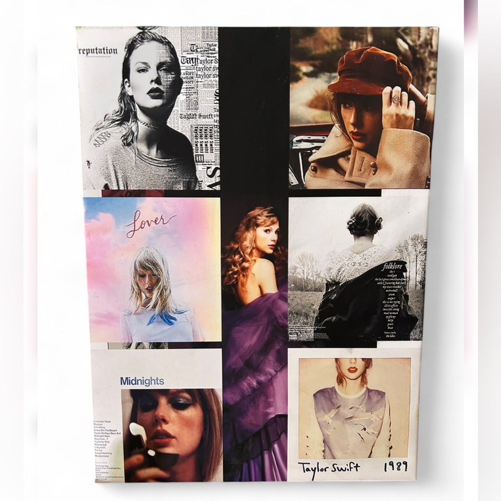 Taylor Swift Poster Collage - Purple, Pink, Black, Beige